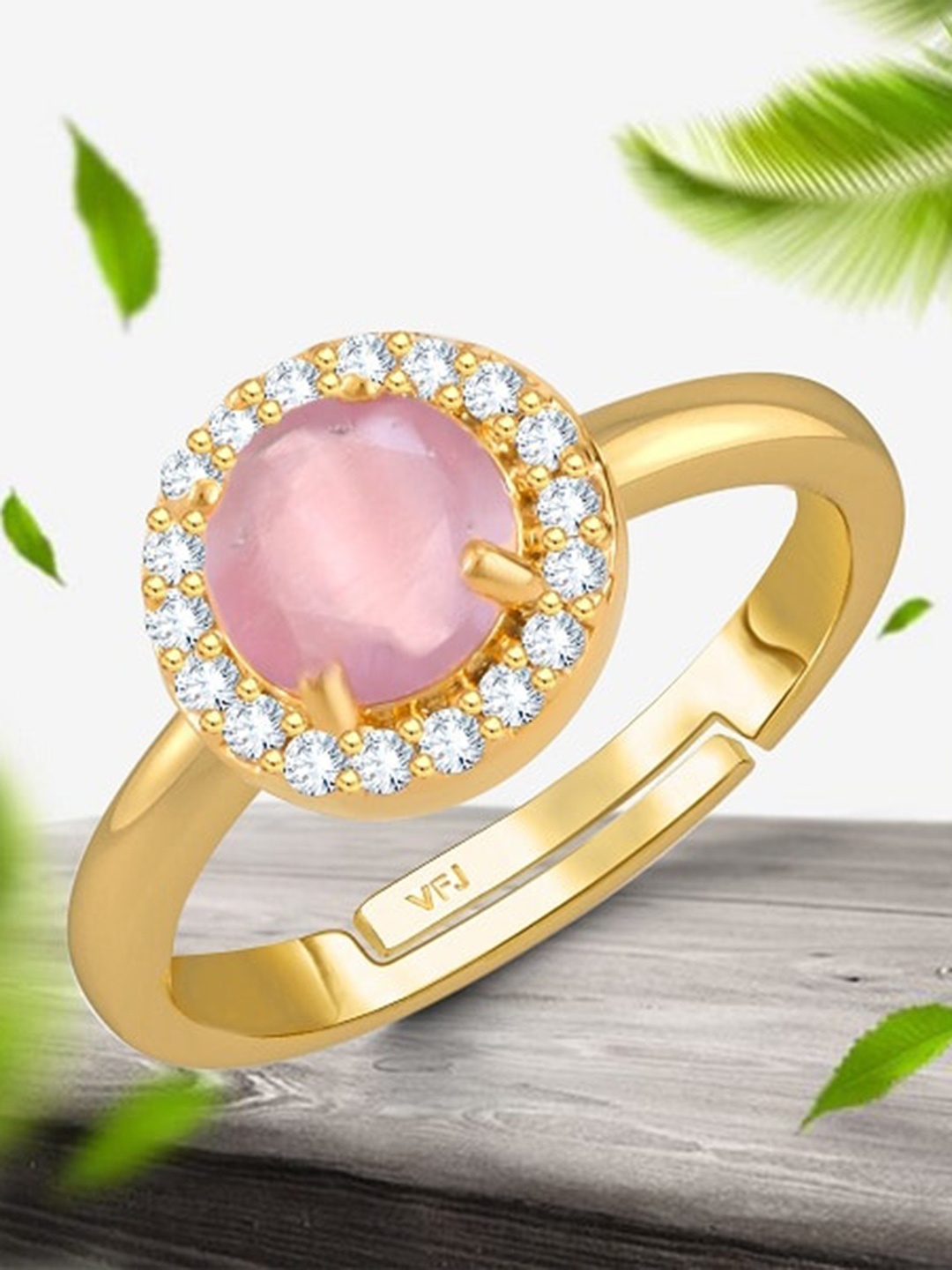

Vighnaharta Gold-Plated American Diamond Studded Adjustable Finger Ring