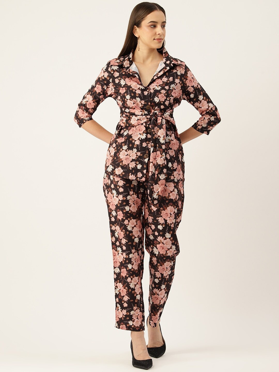 

SIRIKIT Floral Printed Shirt With Trouser, Black