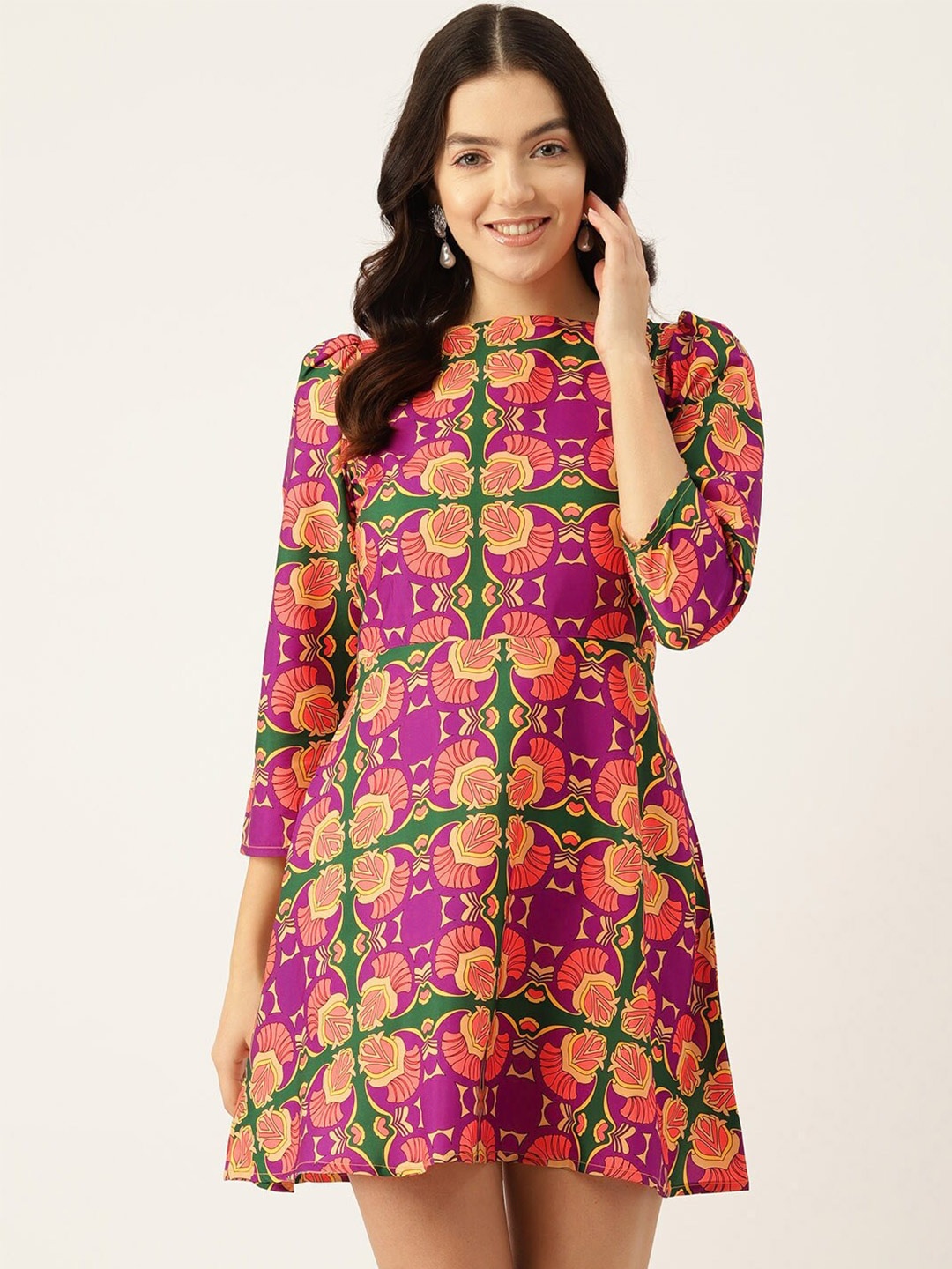 

SIRIKIT Floral Printed A-line Dress, Purple