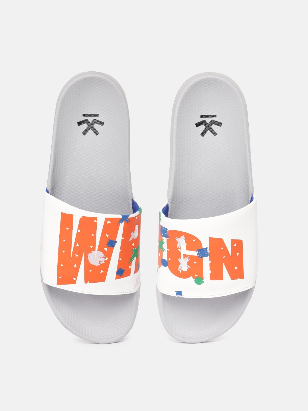 

WROGN Men Brand Logo Printed Sliders, White