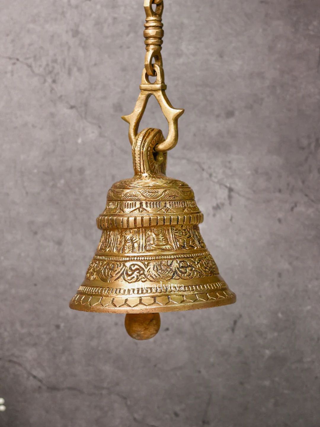

The Advitya Brass Dashavtara Temple Hanging Bell, Gold