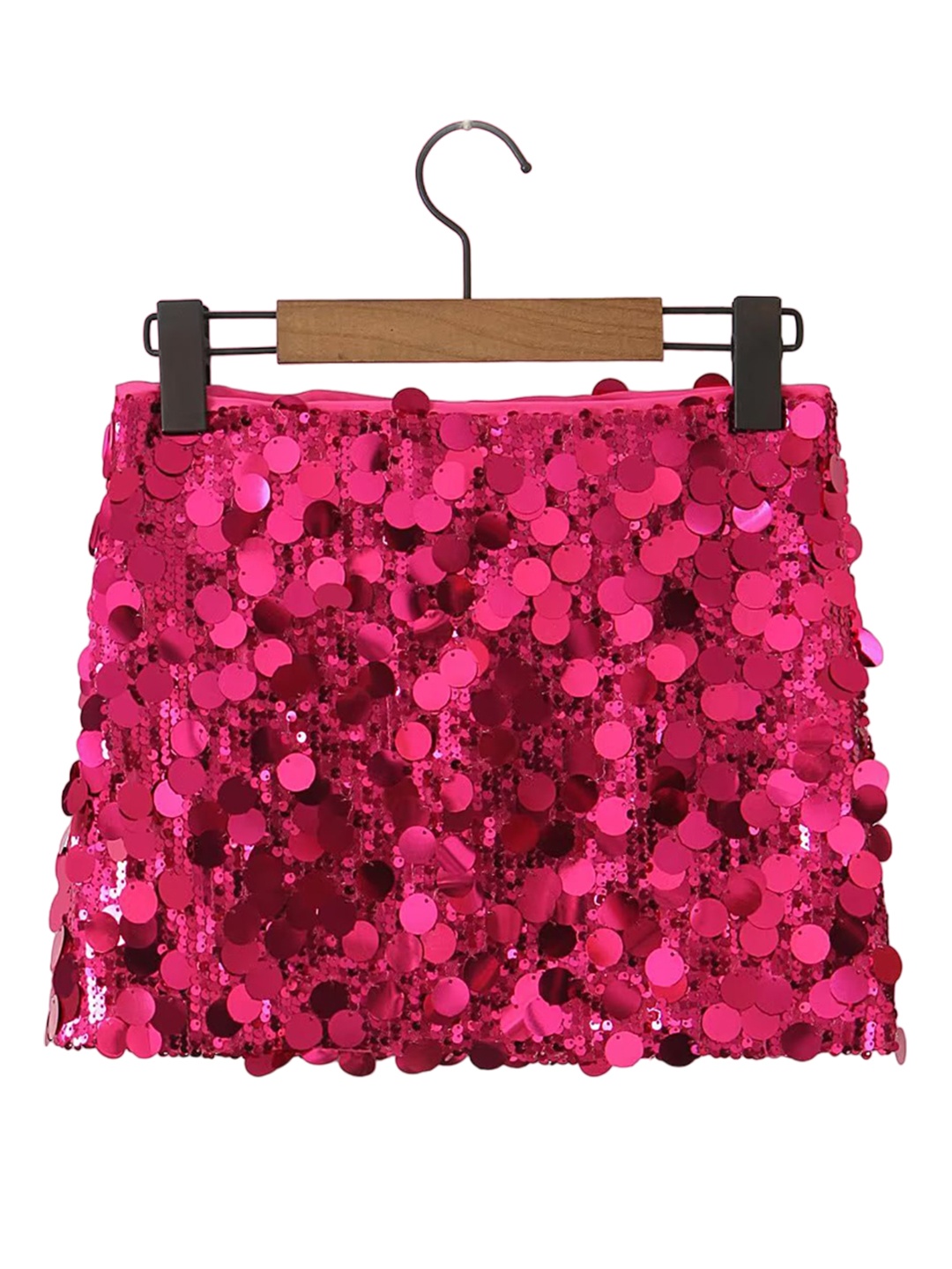 

LULU & SKY Embellished Sequined Straight Mini Skirt, Pink