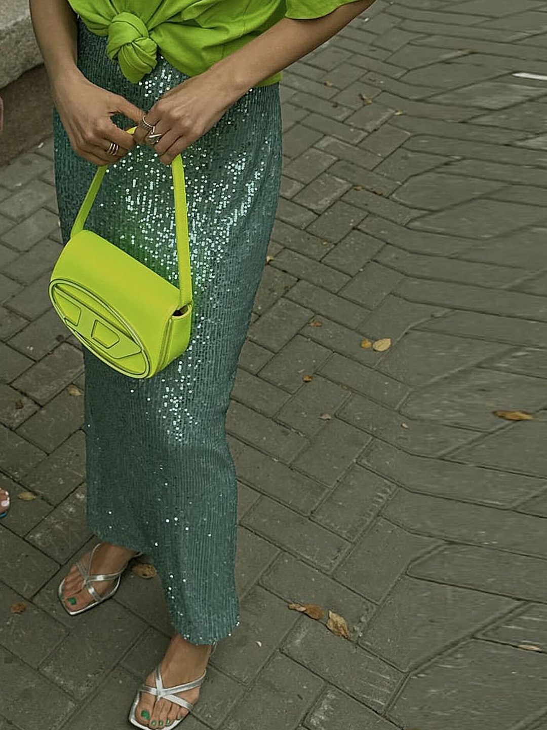 

LULU & SKY Embellished Maxi Straight Skirt, Green