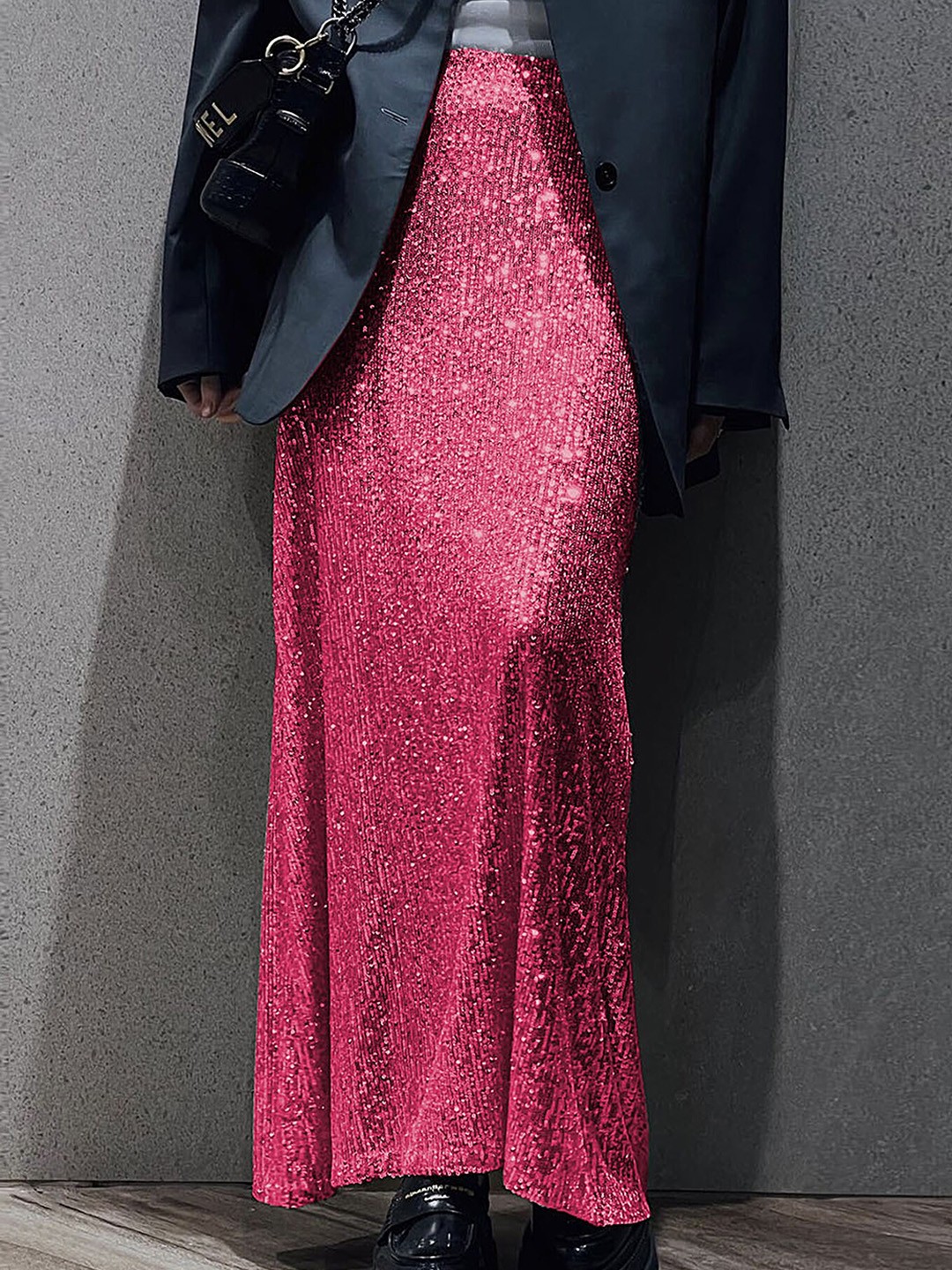 

LULU & SKY Embellished Straight Maxi Skirt, Pink