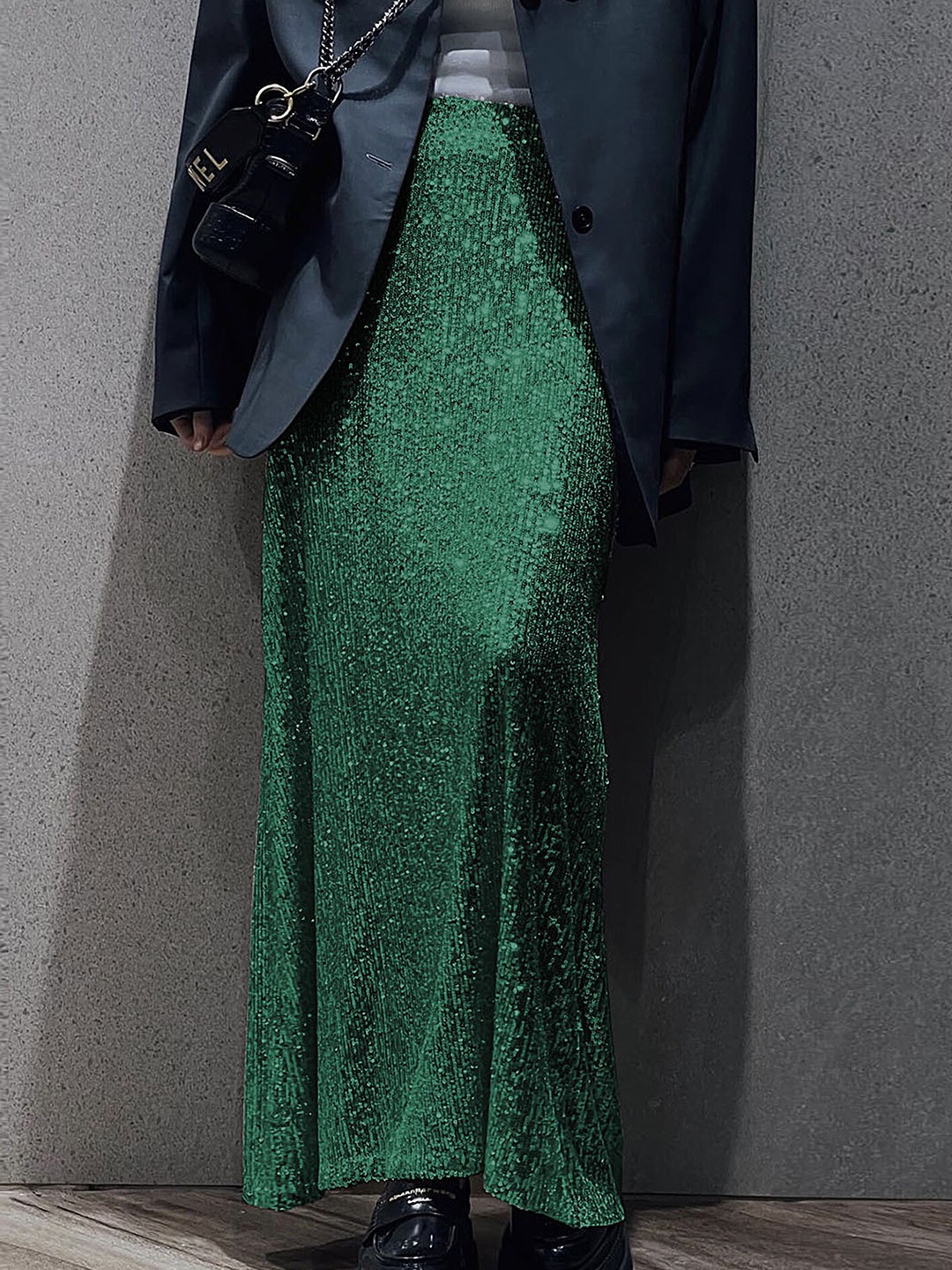 

LULU & SKY Embellished Straight Maxi Skirt, Green