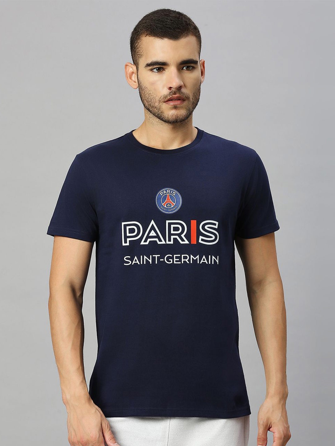 

FanCode Paris Saint-Germain Printed Pure Cotton T-shirt, Navy blue