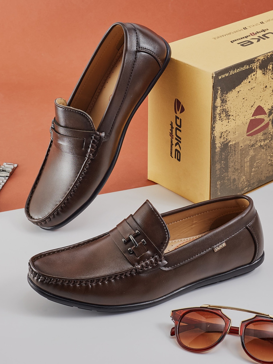 

Duke Men Memory Foam Insole Horsebit Loafers, Brown
