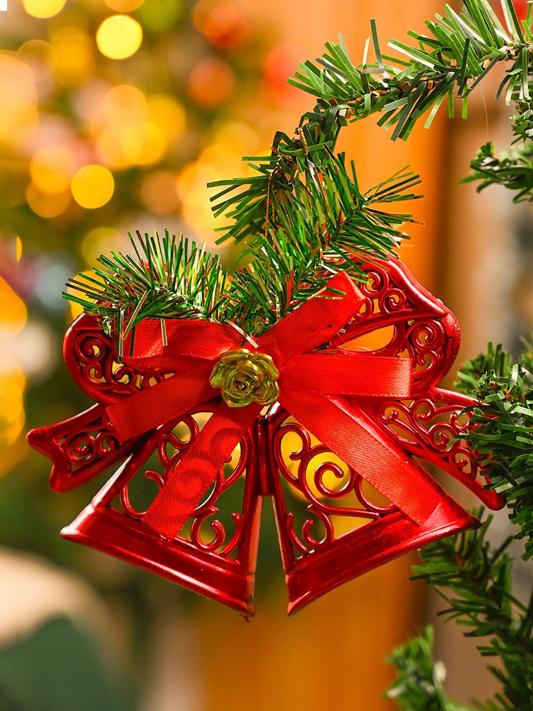 

MARKET99 Red 2 Pieces Bell Tree Ornaments Christmas Decor