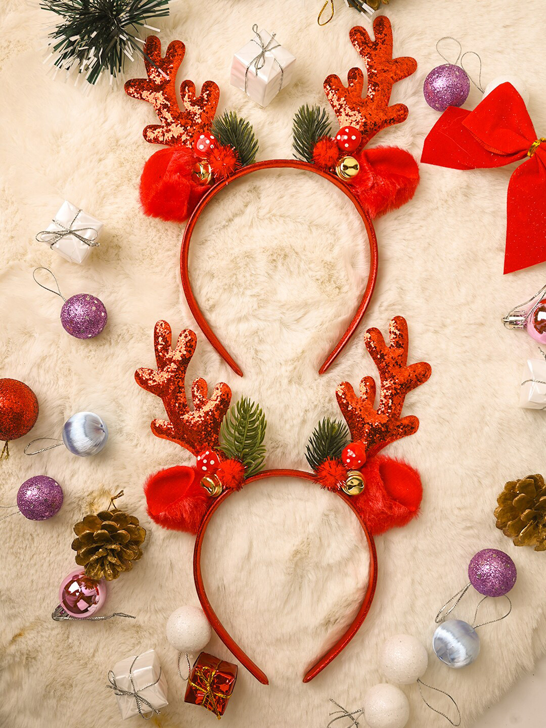 

MARKET99 Red & Green 2 Pieces Christmas Headband Christmas Decor
