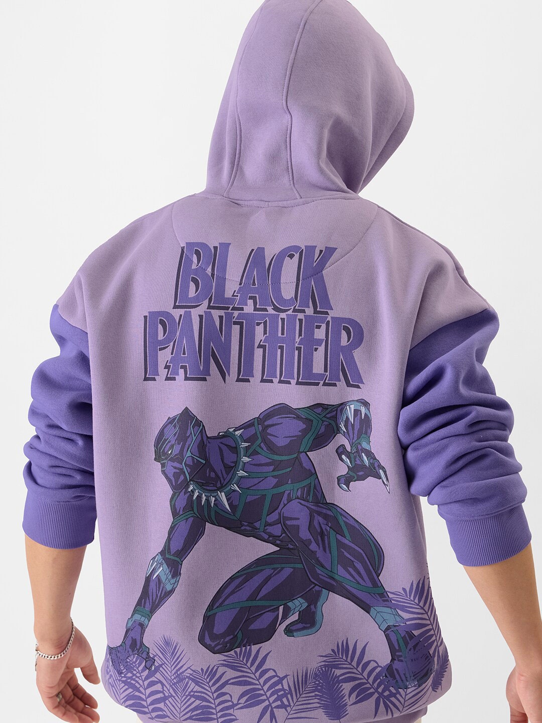 

The Souled Store Lavender Black Panther Printed Hooded Pullover