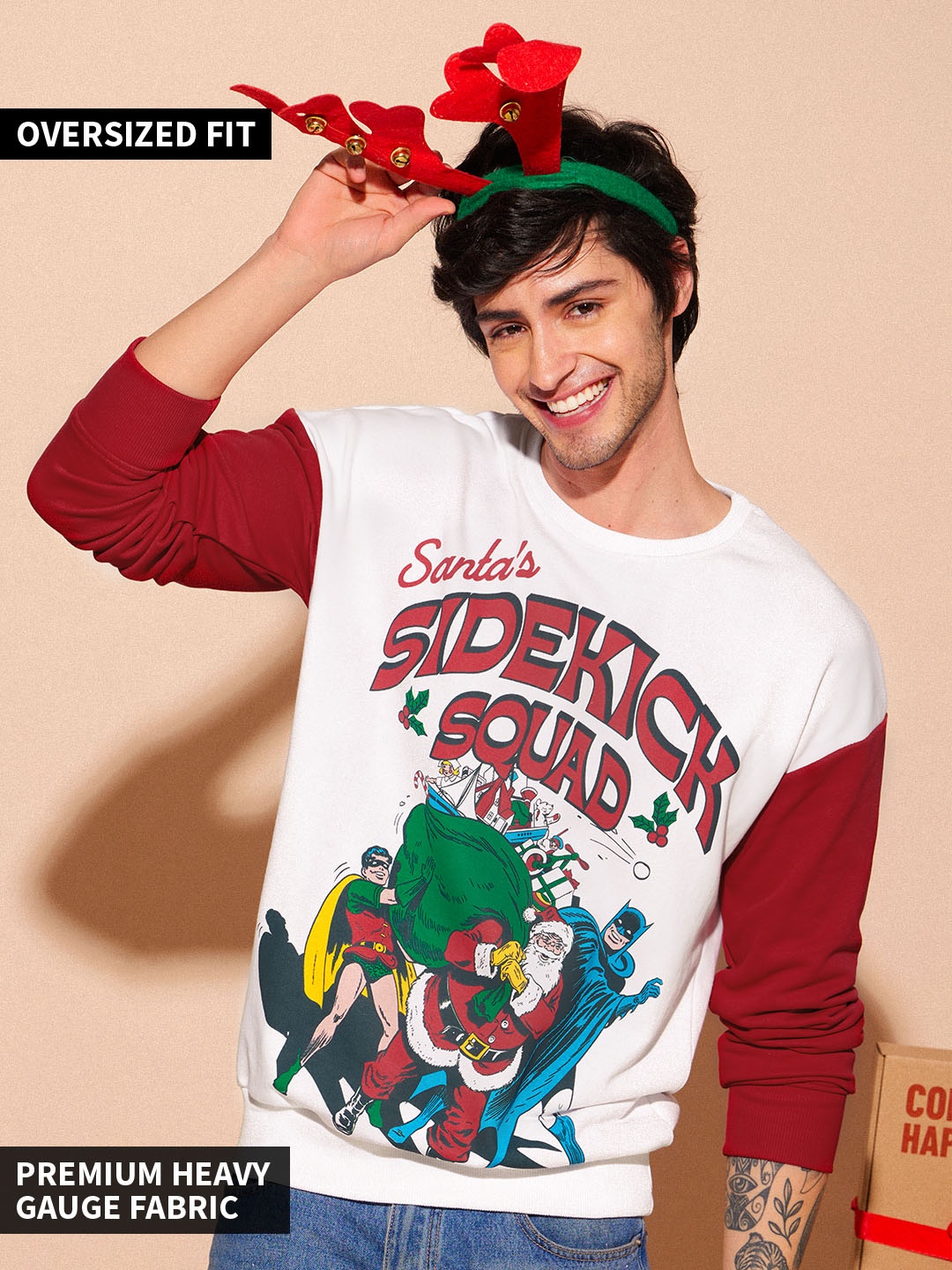 

The Souled Store Sidekick Squad Printed Drop Shoulder Long Sleeve Pullover Sweatshirt, White
