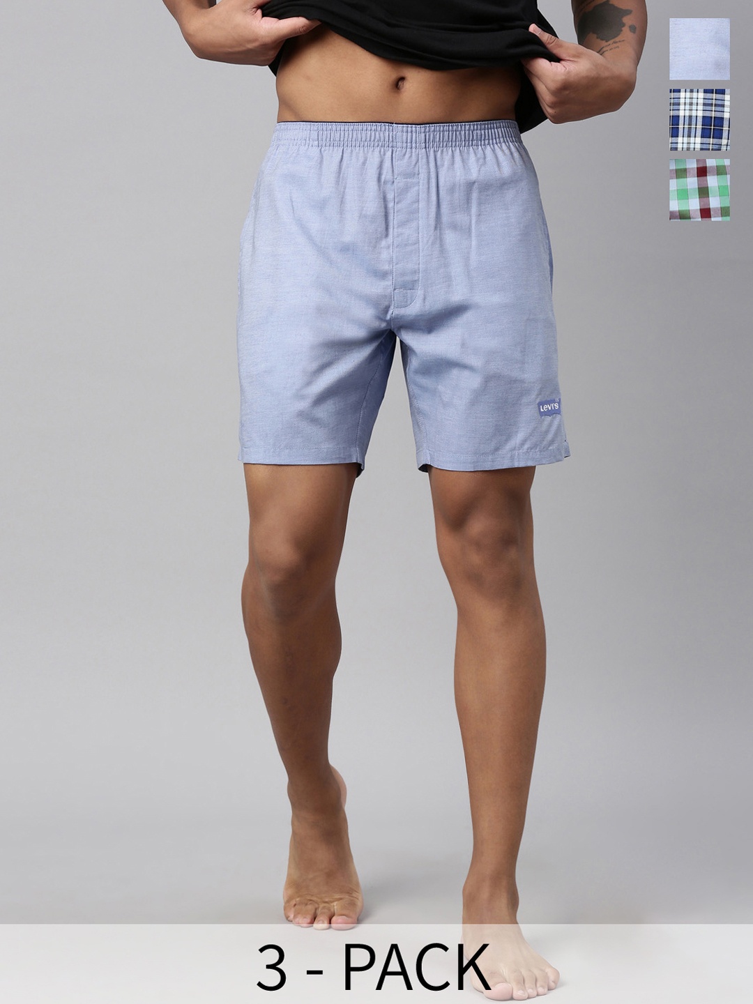 

Levis Pack Of 3 Pure Cotton Boxers, Blue