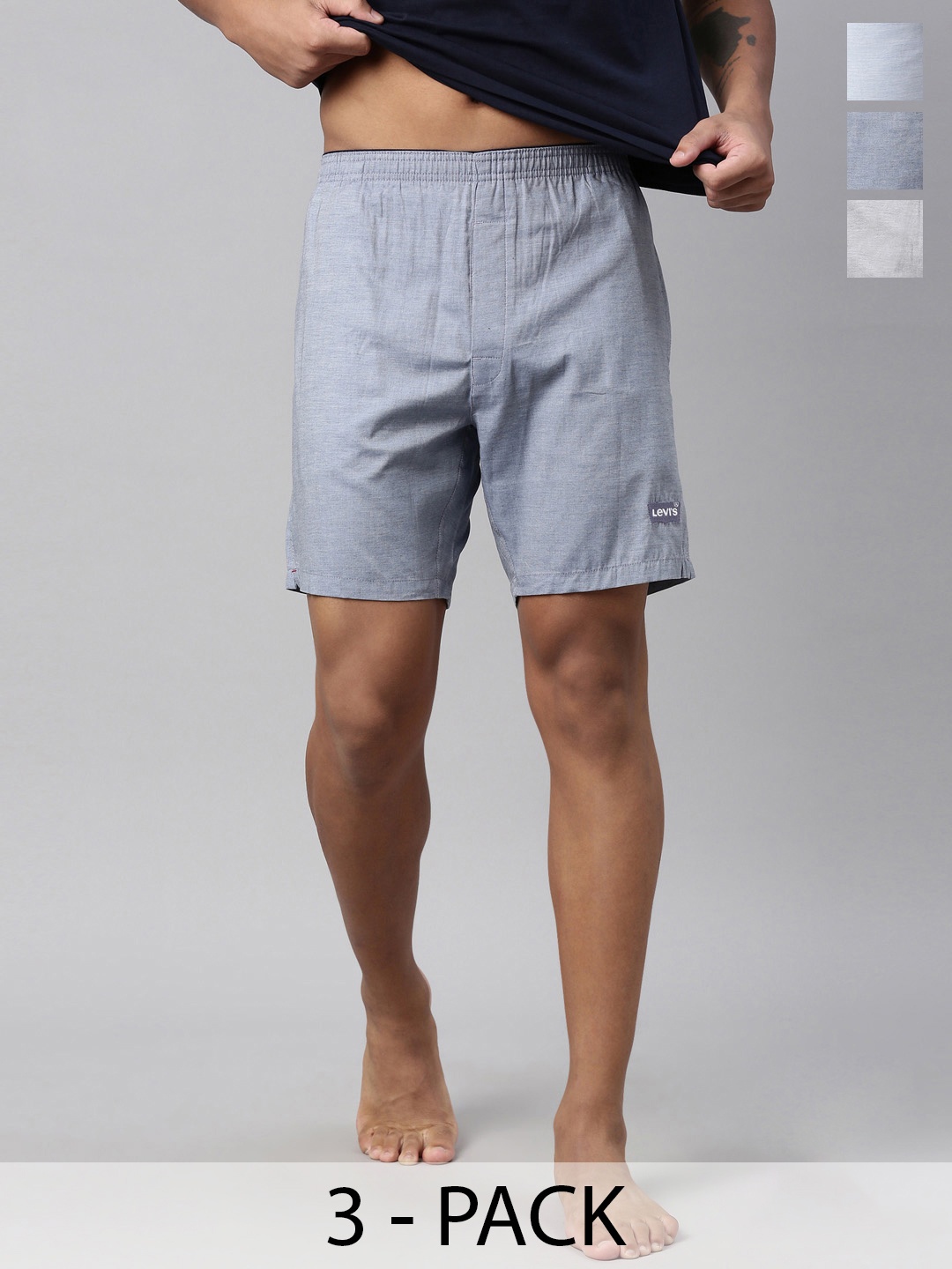 

Levis Pack Of 3 Pure Cotton Boxers, Grey melange