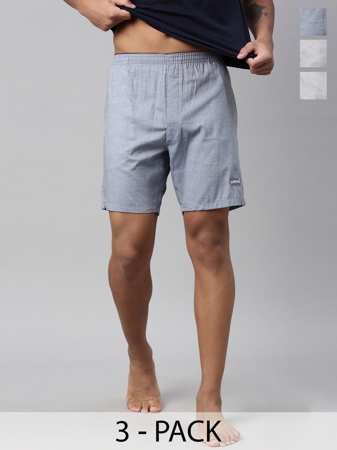 

Levis Pack Of 3 Pure Cotton Boxers, Grey melange