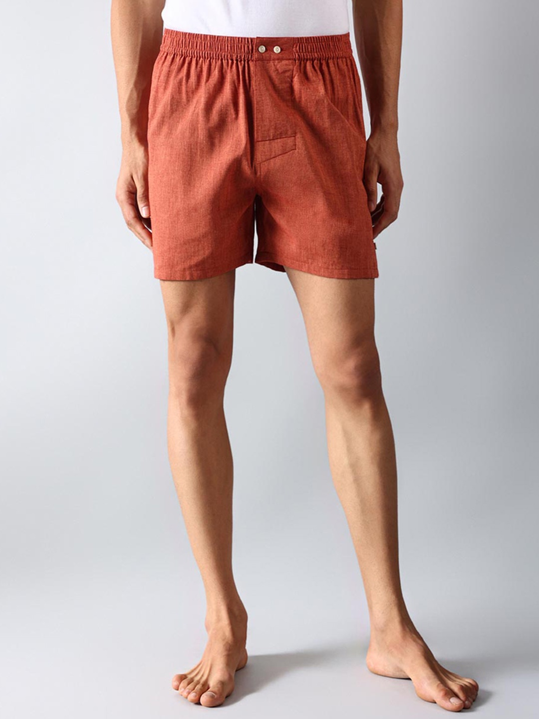 

Fabindia Men Solid Cotton Boxers 20102991, Rust