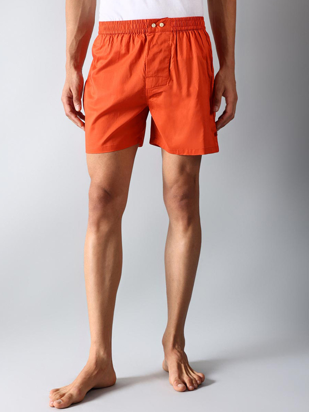 

Fabindia Men Mid Rise Above Knee Cotton Shorts, Red