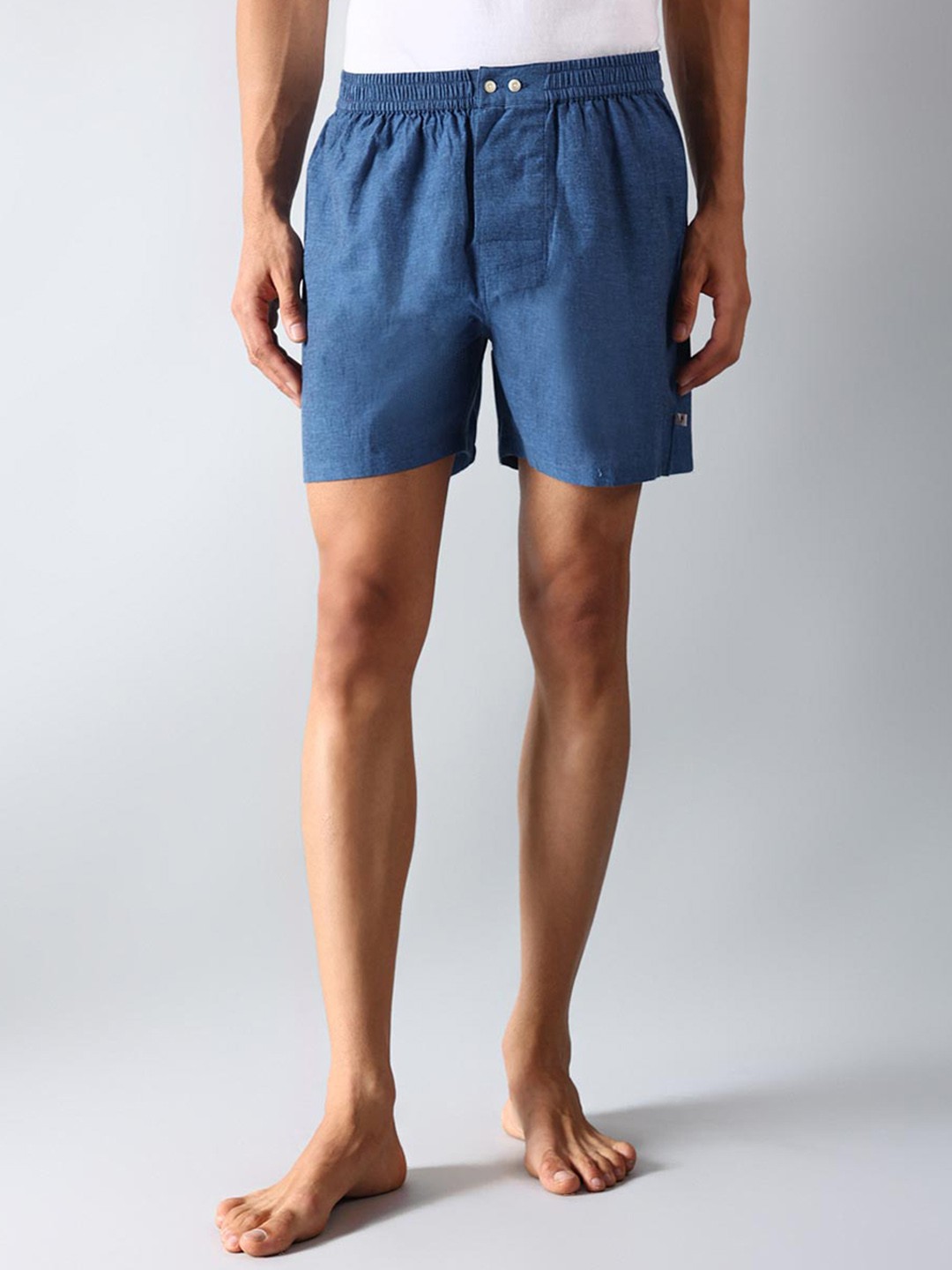 

Fabindia Men Mid-Rise Cotton Boxers 20103021, Blue