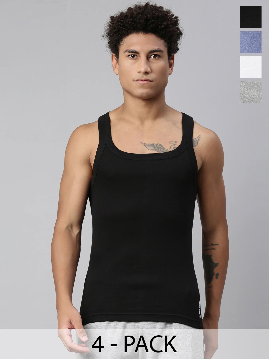 

Levis Pack Of 4 Pure Cotton Basic Innerwear Vests, Black