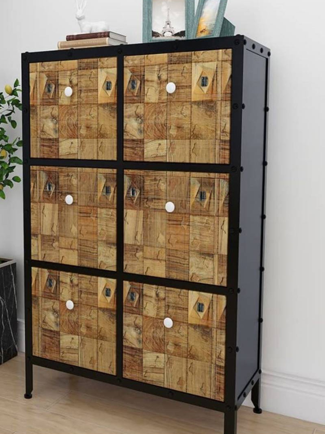 

Jaamso Royals BrownSquare Wooden Design Self Adhesive Water Proof Wallpaper, Brown
