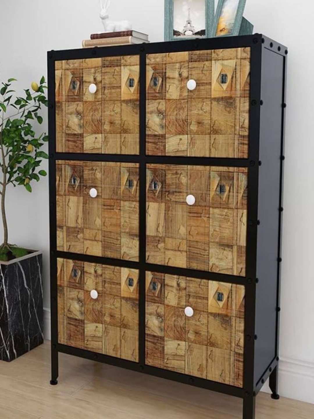 

Jaamso Royals Brown Square Wooden Design Self Adhesive Water Proof Wallpaper
