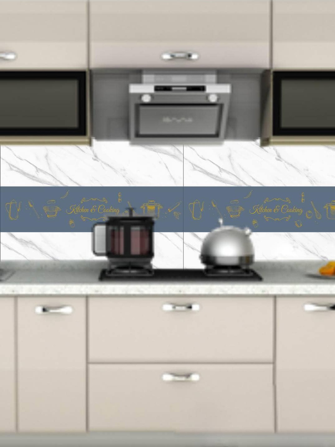 

Jaamso Royals White & grey Marble Design Vinyl Oil Proof Rust Proof Kitchen Wallpaper