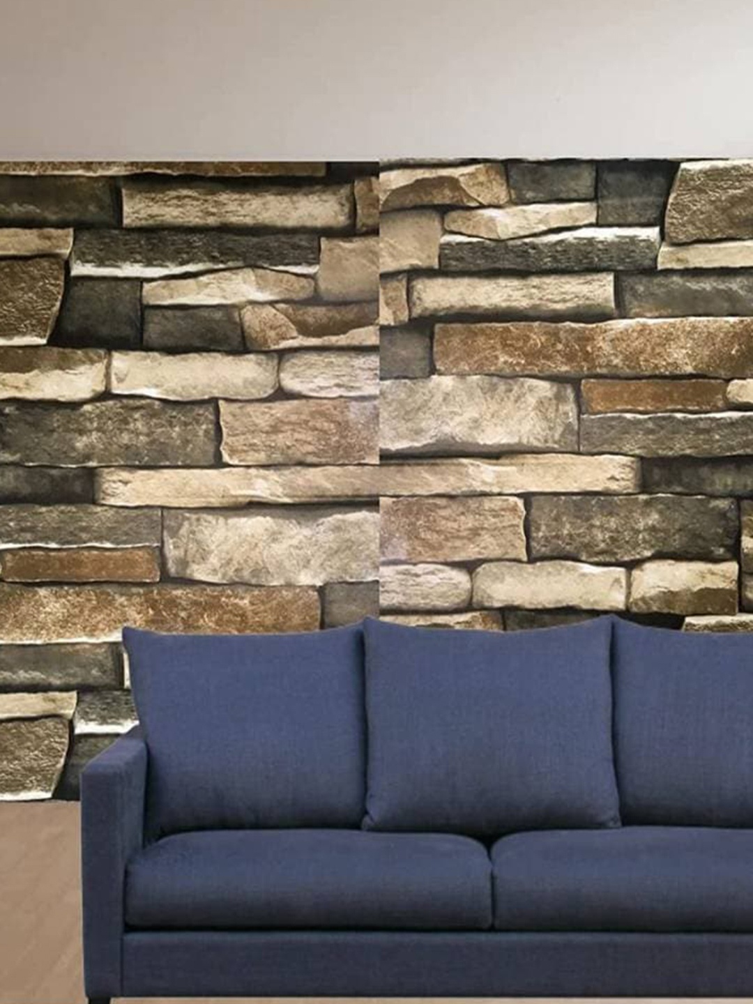 

Jaamso Royals Brown & Beige Brick Stone Vinyl Self Adhesive Wallpaper