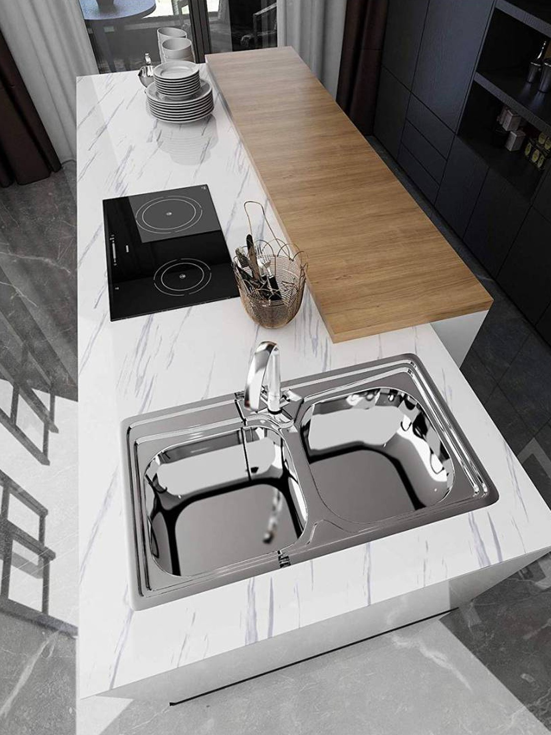 

Jaamso Royals White Marble Glossy Granite Wallpaper