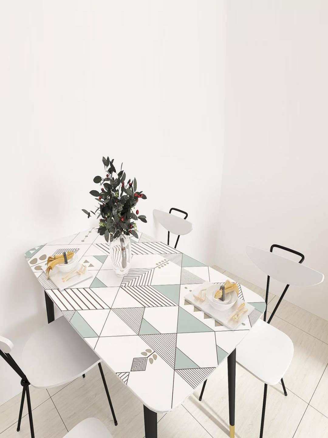

Jaamso Royals White & Green Triangle Design Self Adhesive Vinyl Kitchen Wallpaper