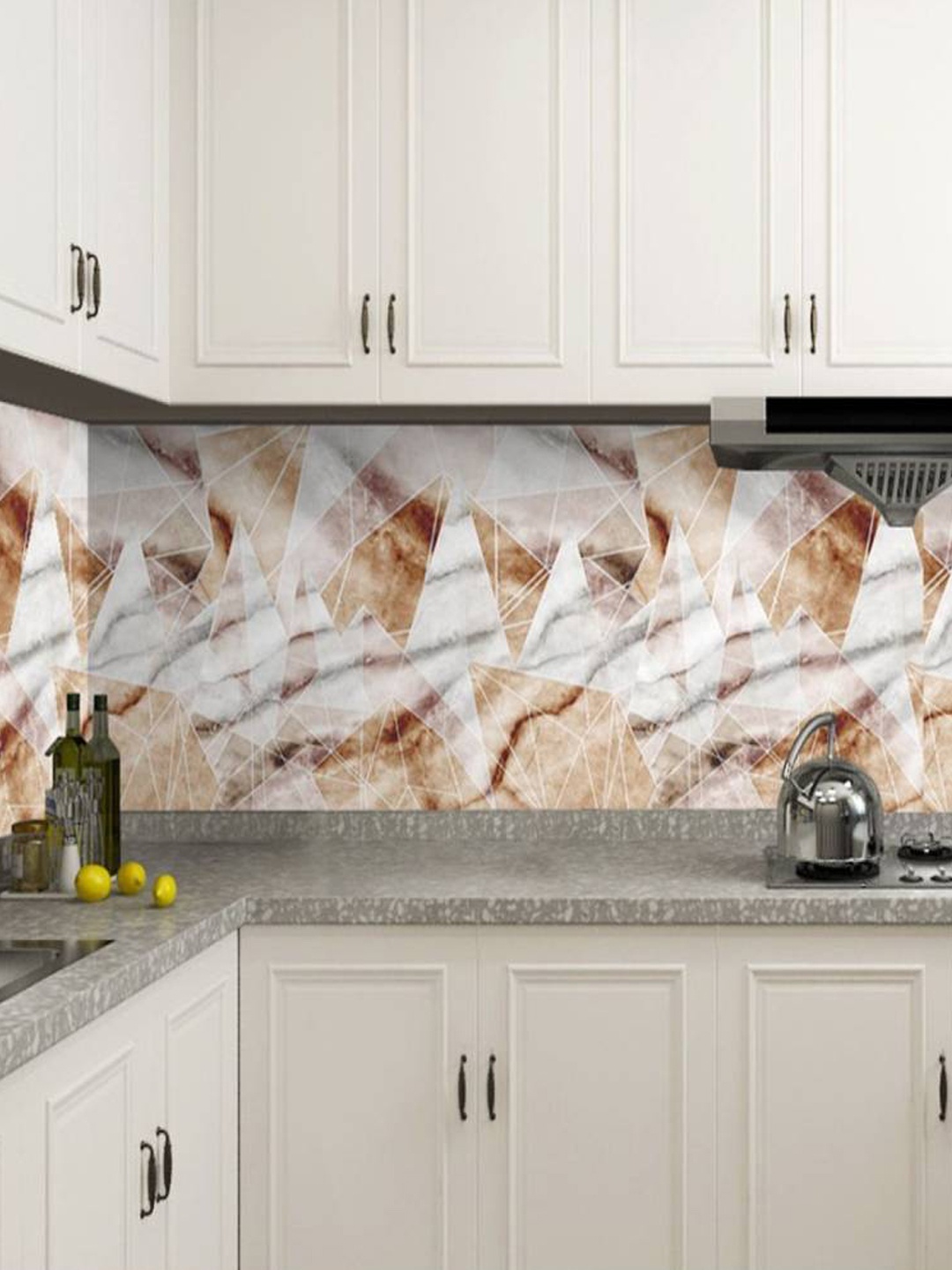 

Jaamso Royals White & Brown Marbel Design Kitchen Wallpaper