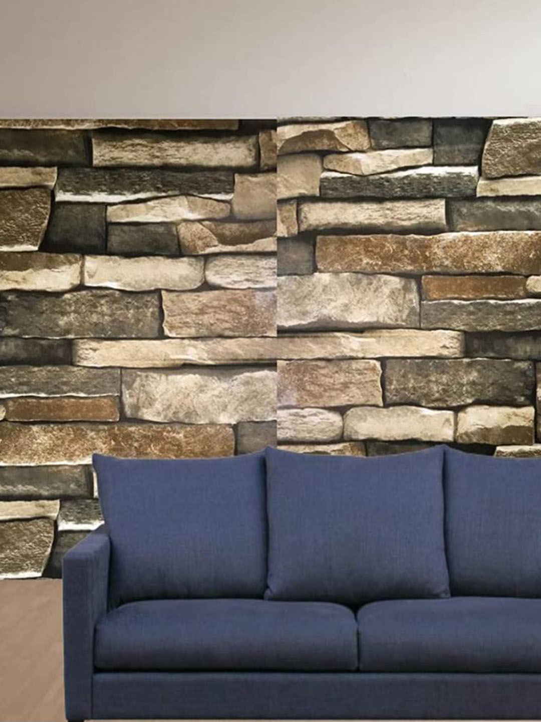 

Jaamso Royals Brown Brick Stone Vinyl Self Adhesive Peel & Stick Wallpaper