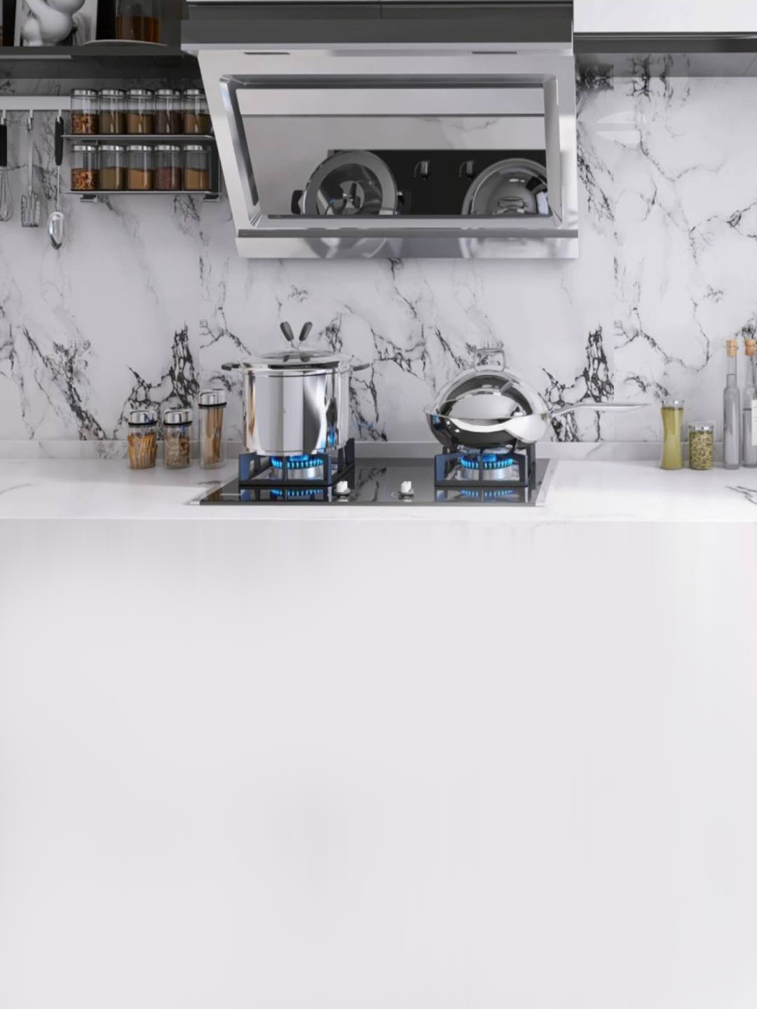 

Jaamso Royals White & Black Lining Marbel Design Self Adhesive Kitchen Wallpaper