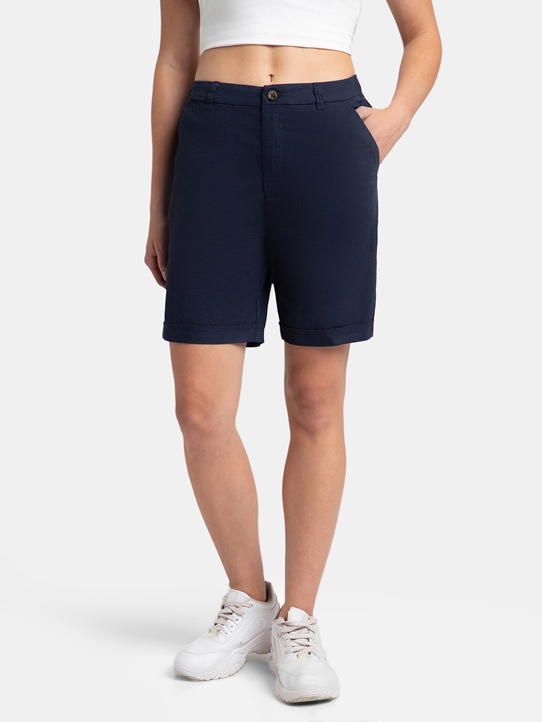 

Jockey Super Combed Cotton Woven Twill Fabric Relaxed Fit Shorts-A125, Navy blue
