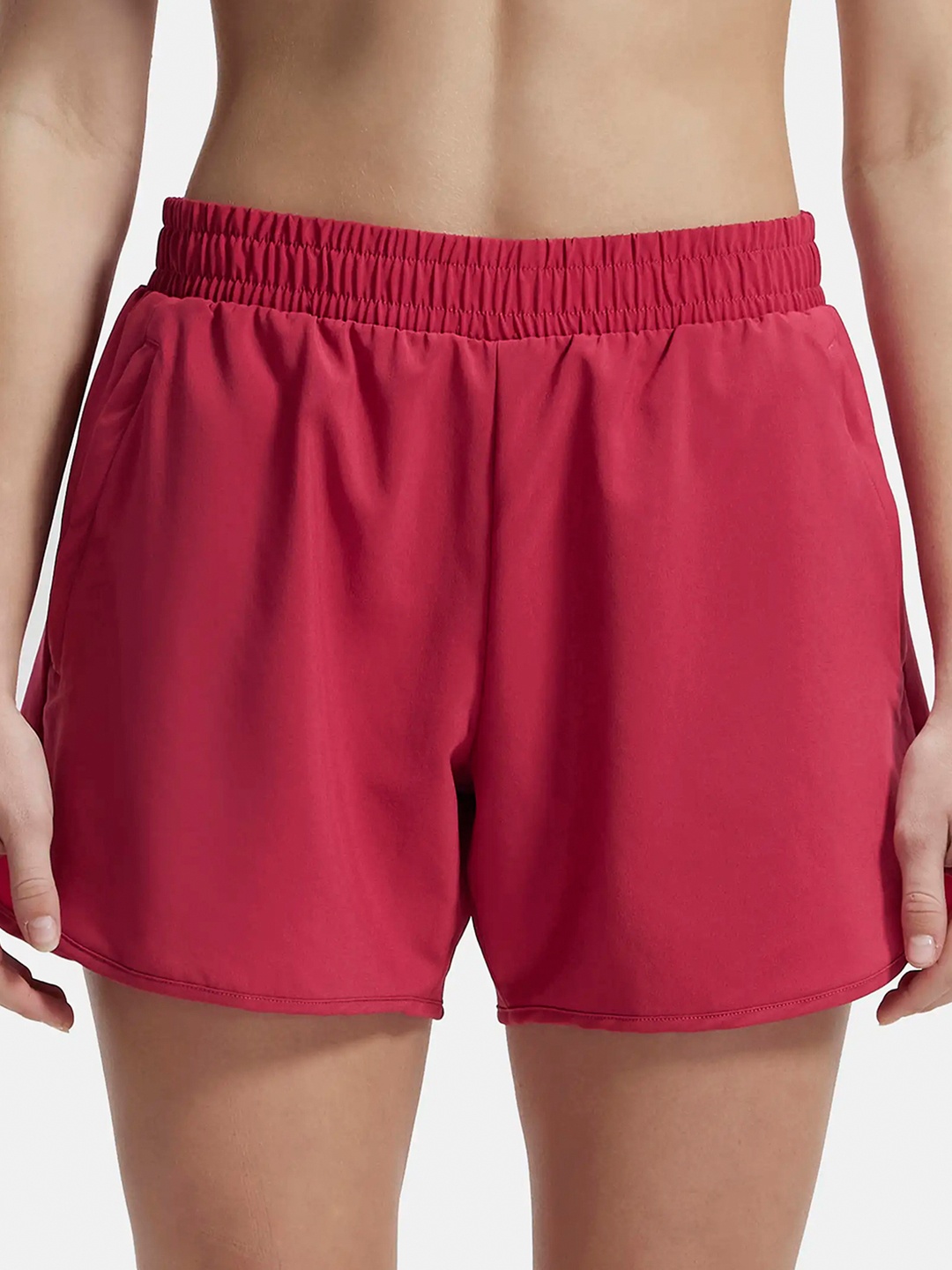 Jockey Microfiber Stretch Double Layered Woven Regular Fit Shorts-MW72, Red