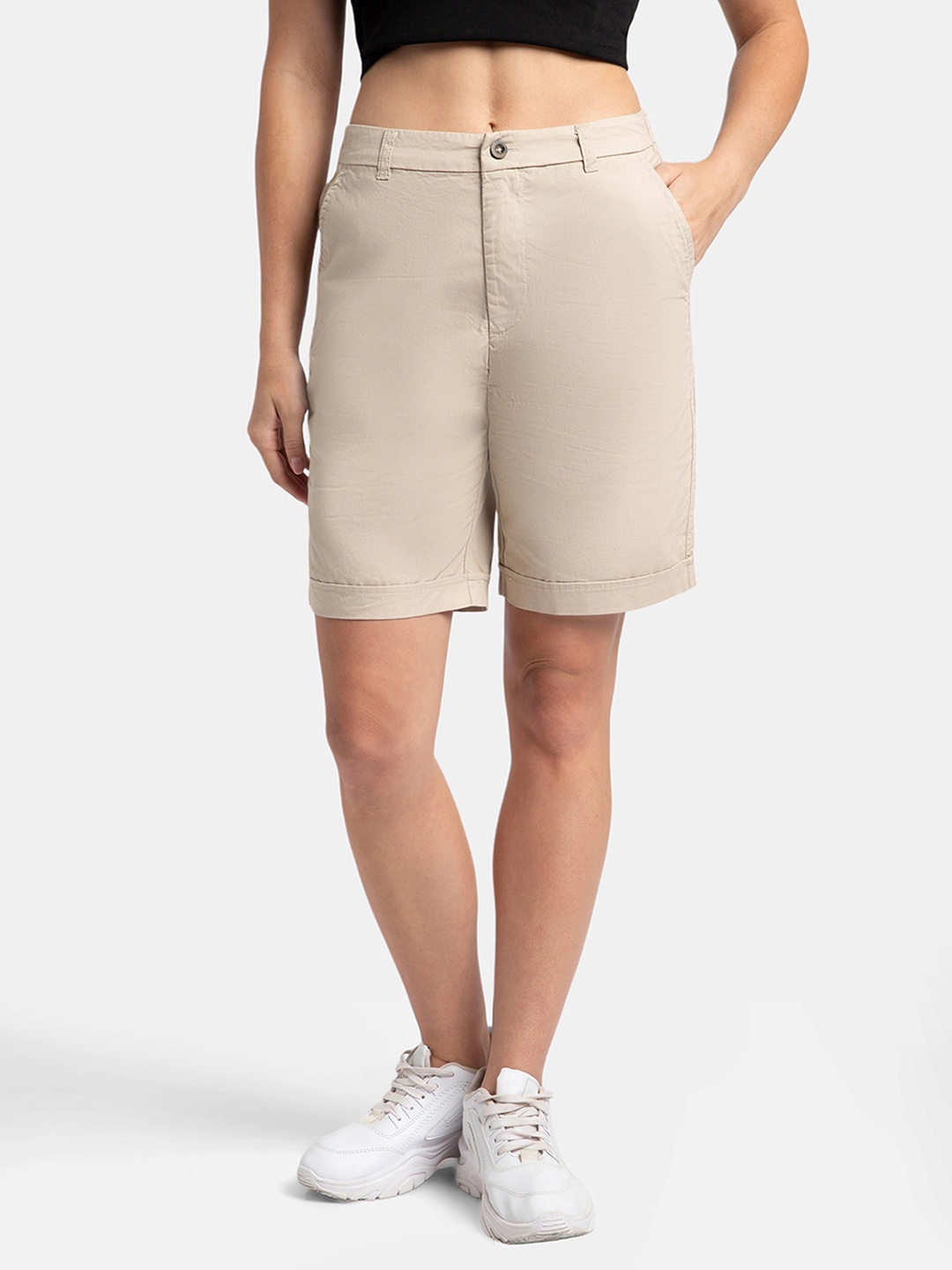 

Jockey Super Combed Cotton Woven Twill Fabric Relaxed Fit Shorts-A125, Cream