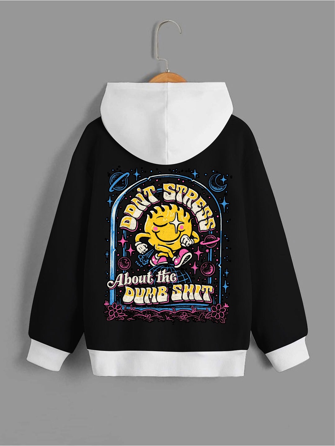

BAESD Boys Typography Printed Hooded Fleece Relaxed Sweatshirt, Black