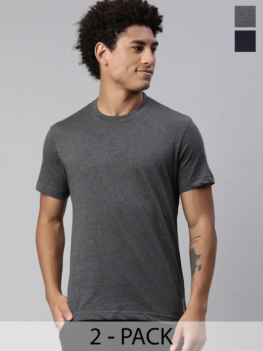Levis Pack Of 2 V-Neck Pure Cotton Lounge T-shirts, Charcoal