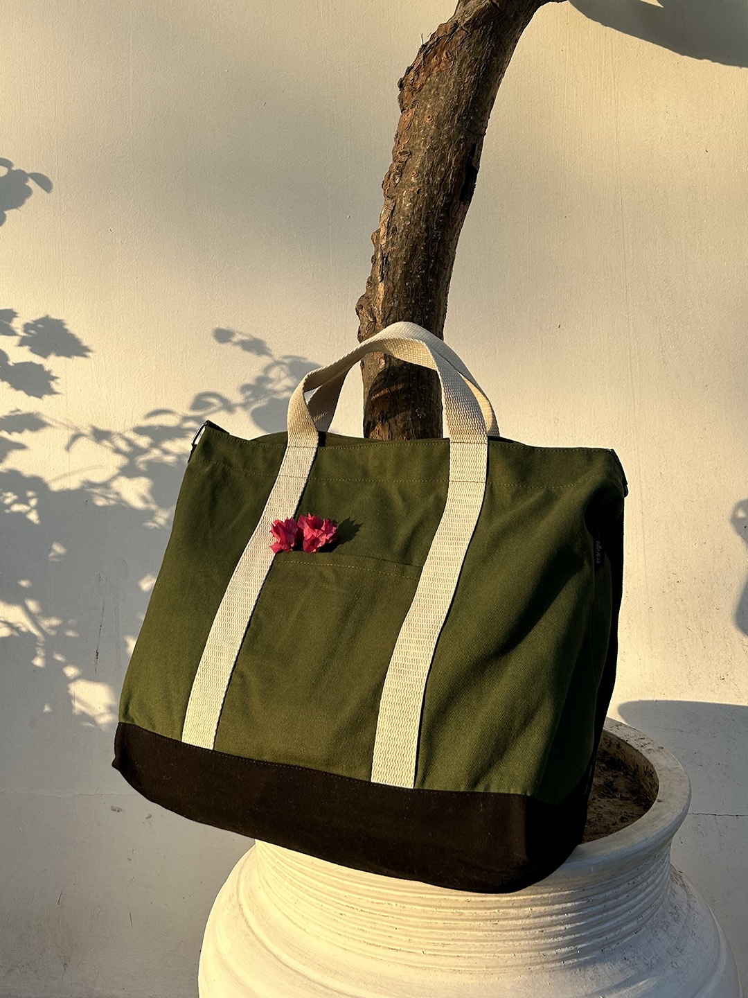 

EcoRight Colourblocked Shopper Oversized Tote Bag, Green