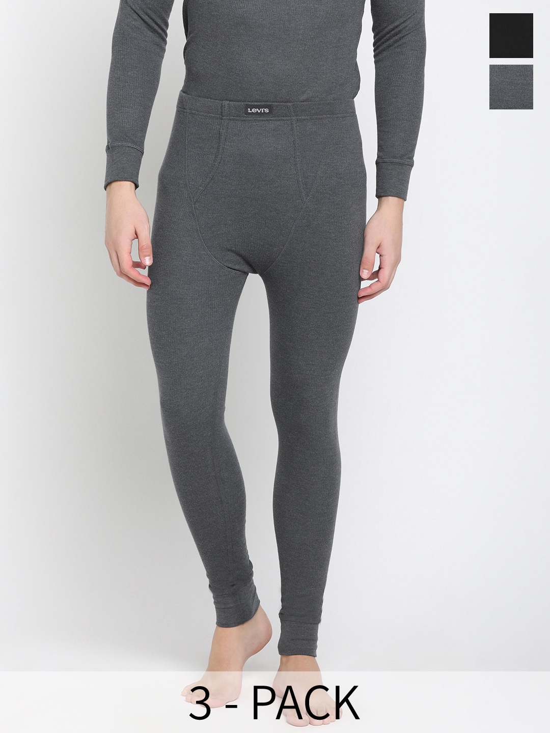 

Levis Pack Of 2 Cuffed Hem Thermal Bottoms, Charcoal