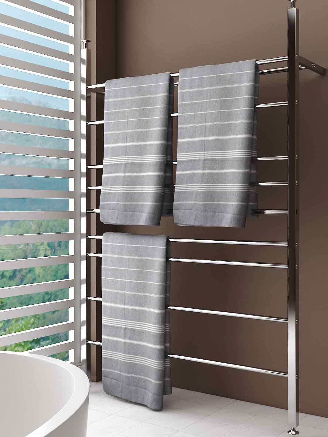 

Athom Living 3 Pcs Grey & White Striped 250 GSM Premium Cotton Bath Towels