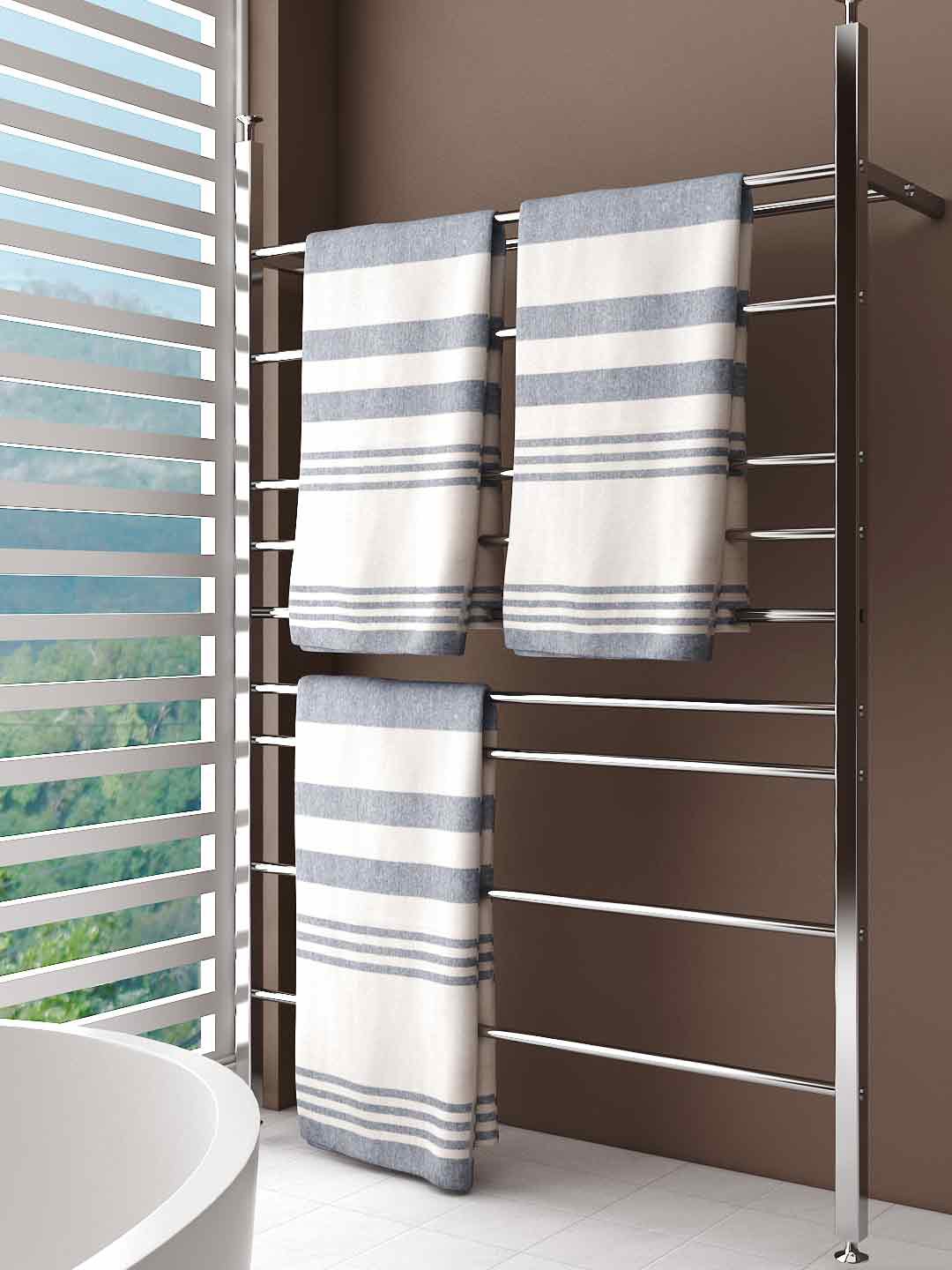 

Athom Living 3 Pcs White & Grey Striped 250 GSM Premium Cotton Bath Towels