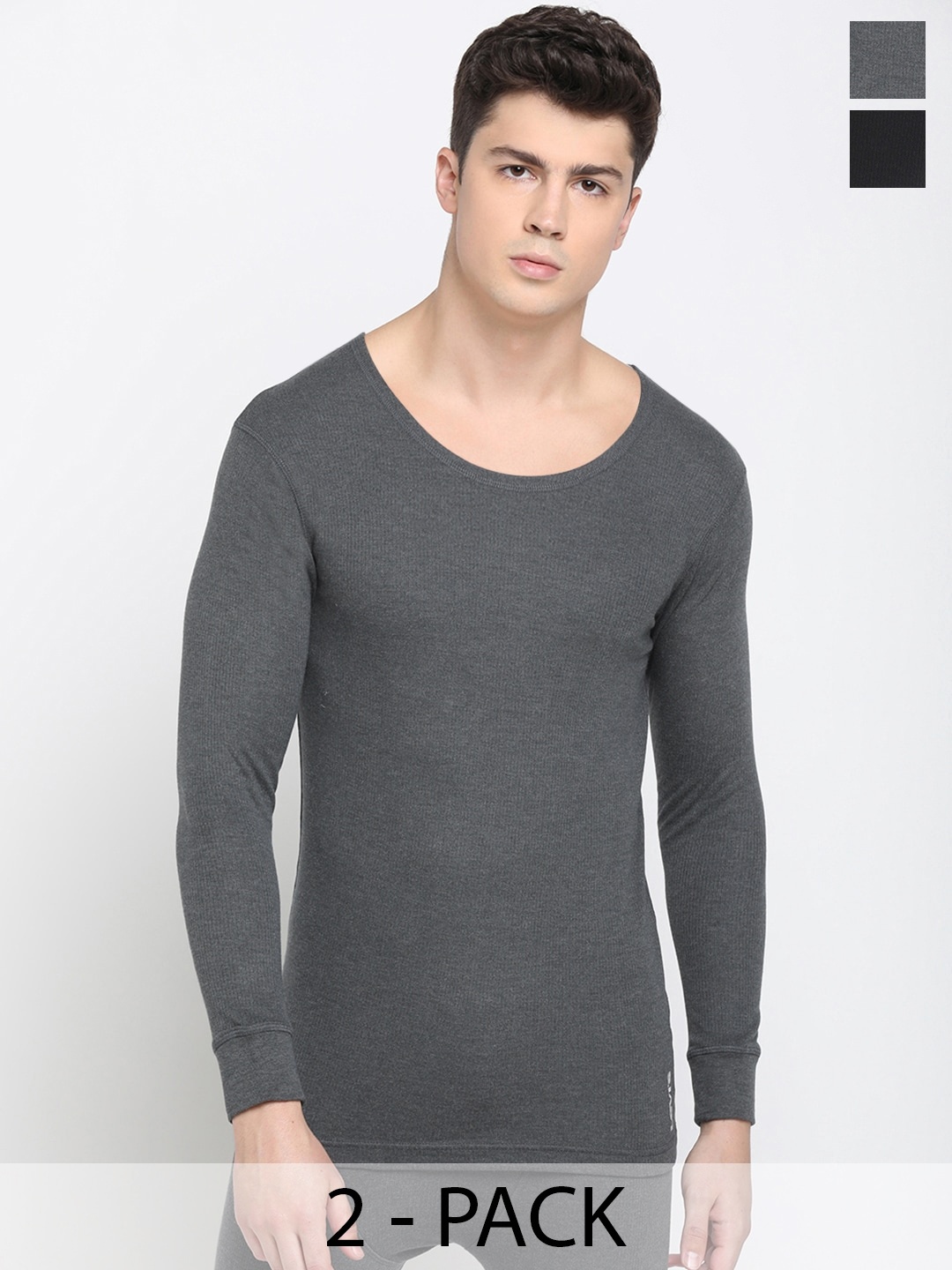 

Levis Pack Of 2 Round Neck Thermal Tops, Charcoal
