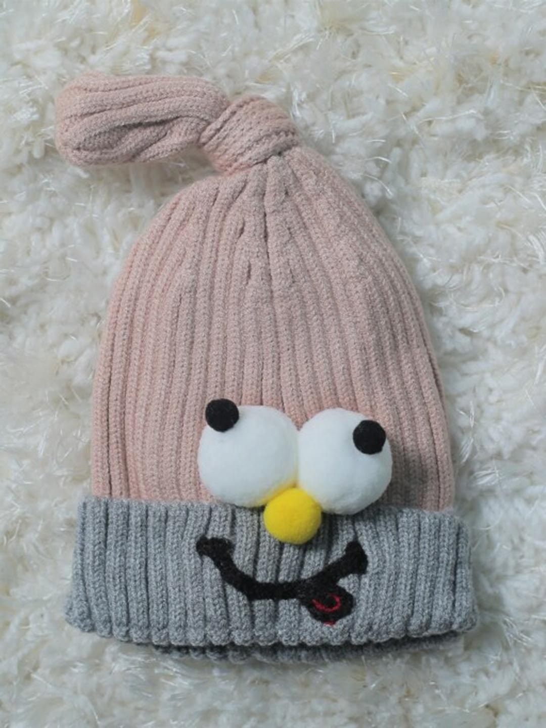 

TIPY TIPY TAP Kids Self Design Cotton & Woollen Beanie Cap, Beige