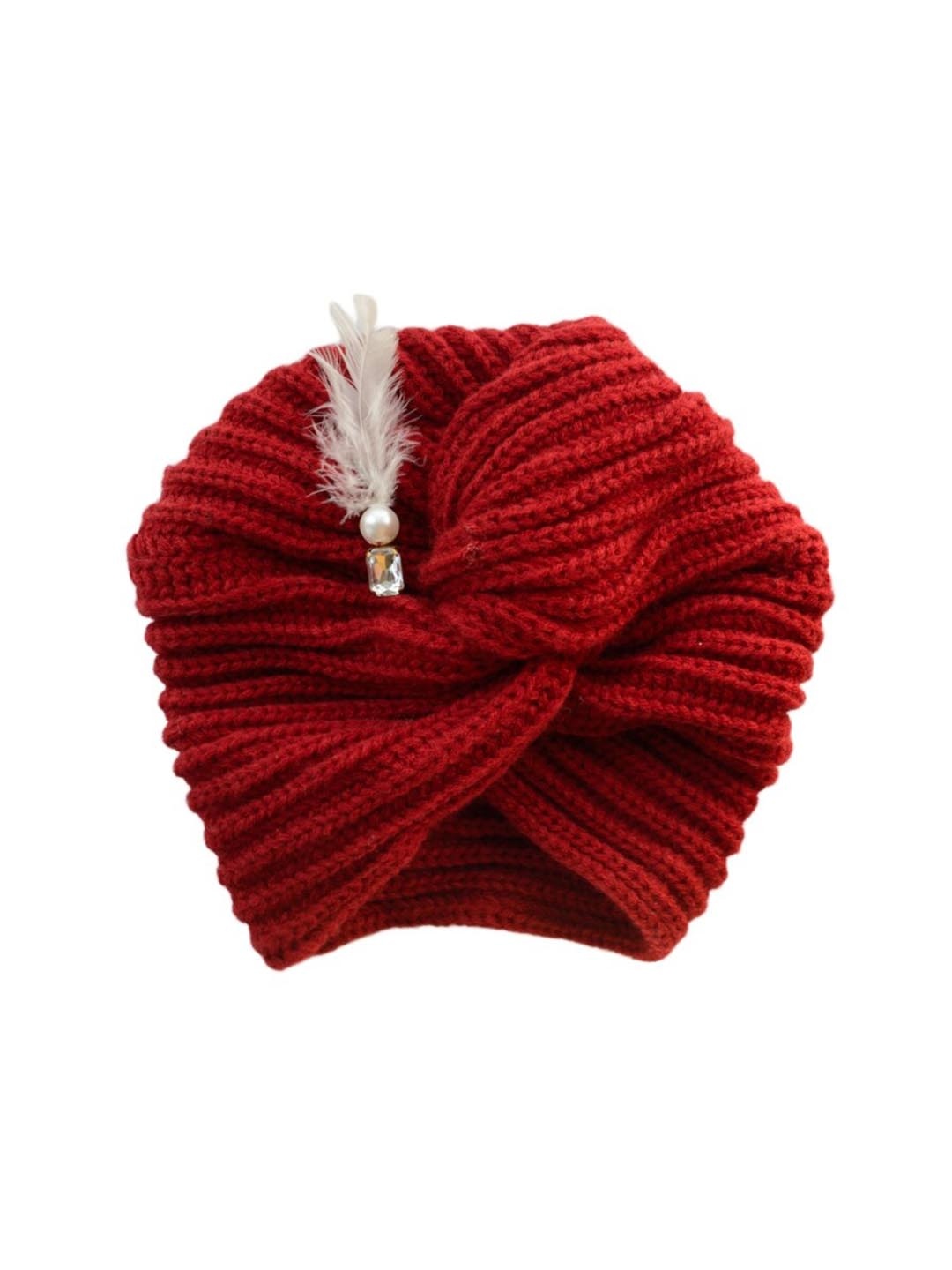 

TIPY TIPY TAP Kids Self Design Acrylic Wool Turban Cap, Red