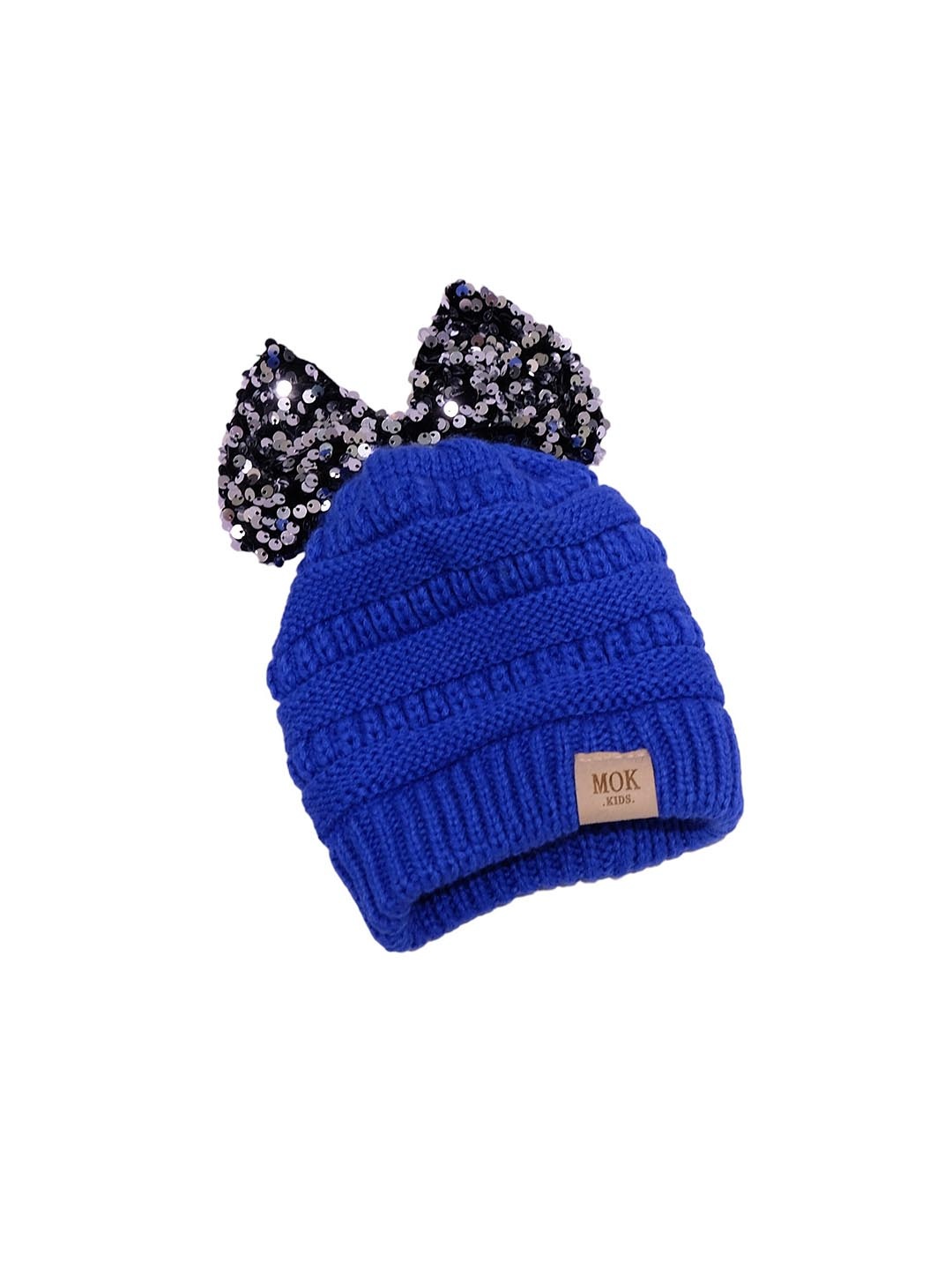 

TIPY TIPY TAP Kids Beanie Woollen Cap With Bow Dertail, Blue