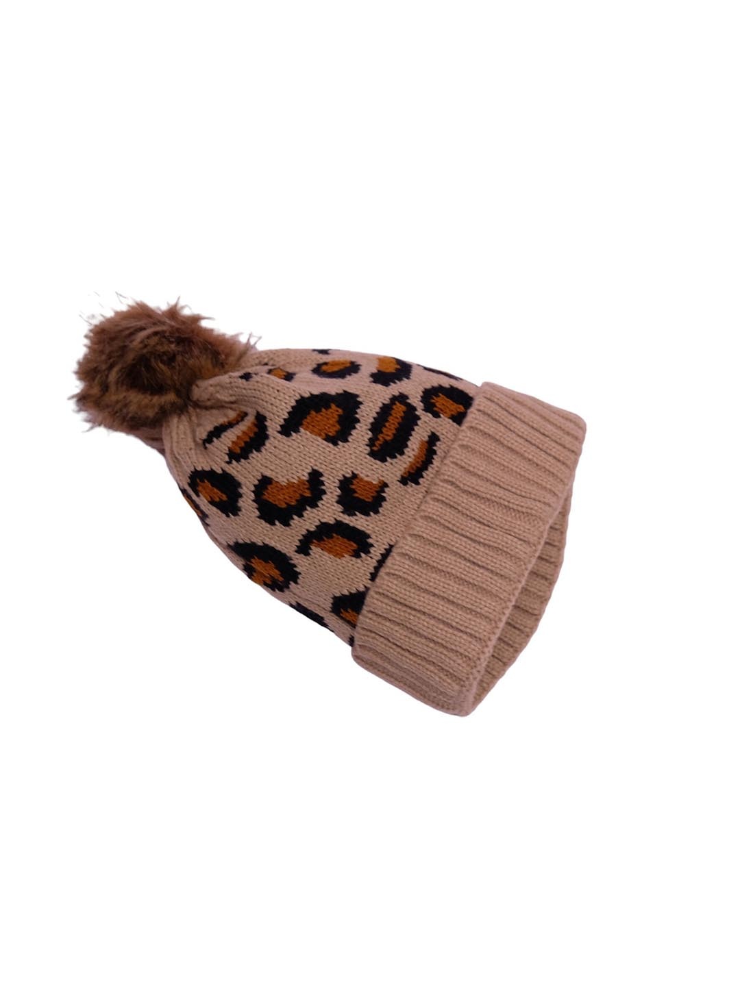 

TIPY TIPY TAP Kids Animal Printed Woollen Beanie, Beige