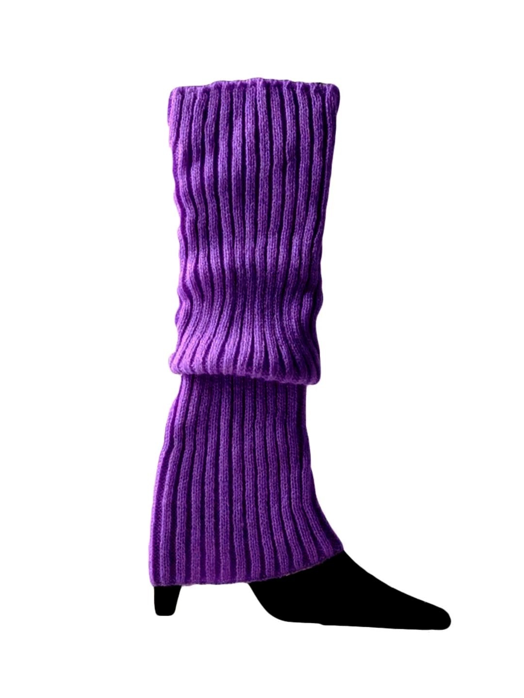 

TIPY TIPY TAP Girls Ribbed Woolen Knee Length Leg Warmer Socks, Purple