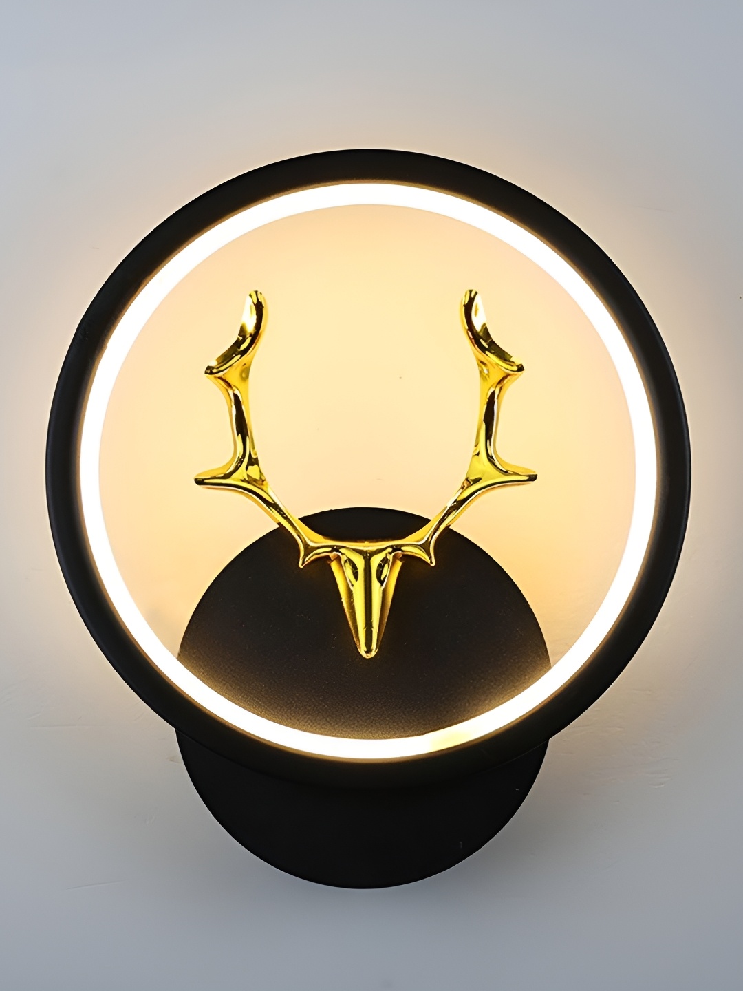 

blissbells Gold Toned & Black Textured Wooden Spherical Shaped Wall Lamp