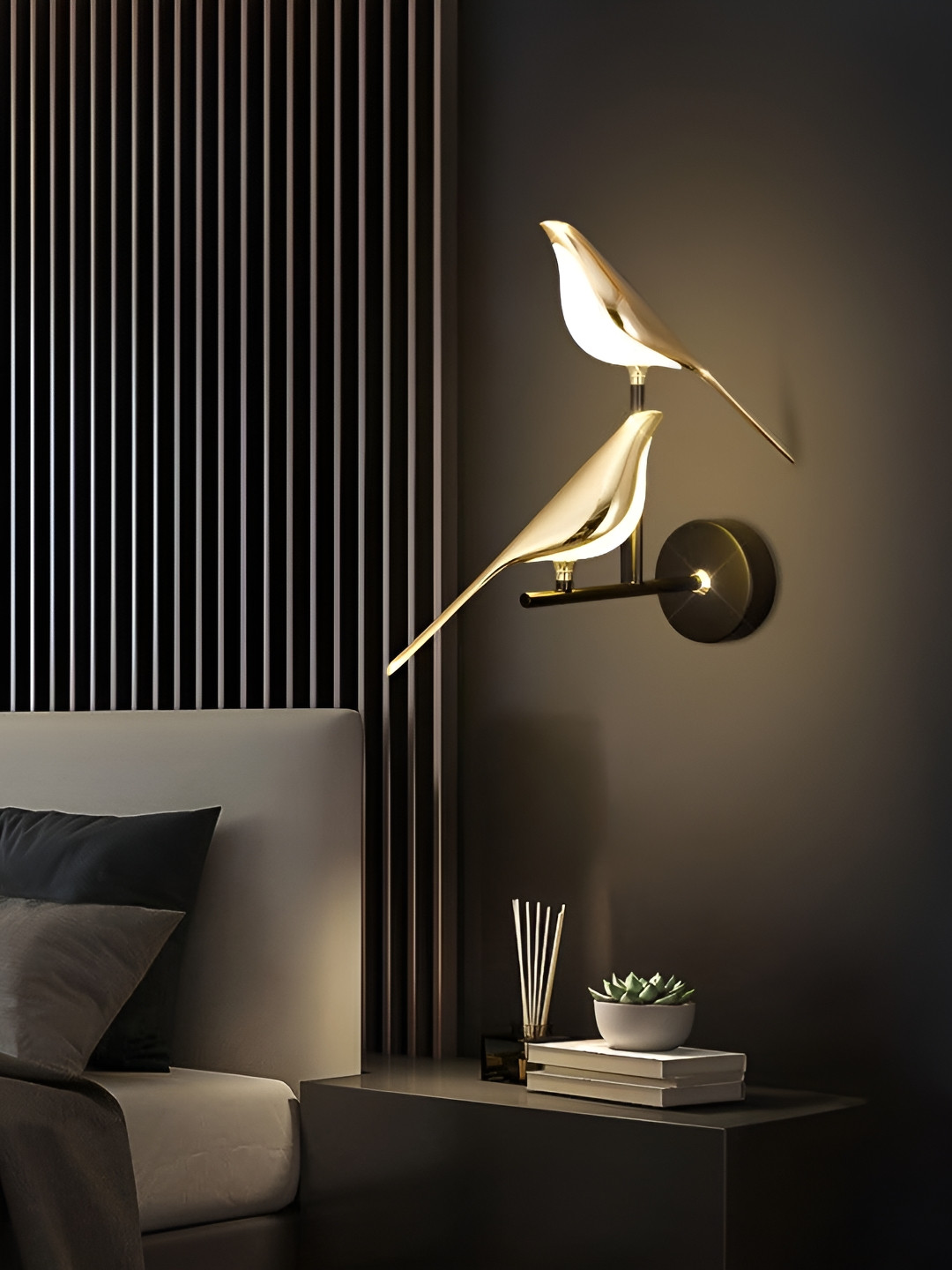 

blissbells Gold Toned Iron Abstract Shaped New Two Bird Design Wall Lamp
