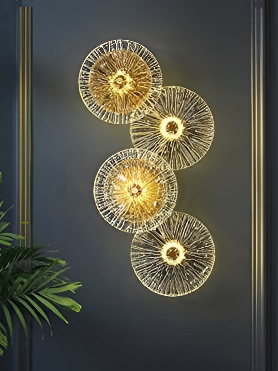 

blissbells Gold Toned Textured Iron Abstract Shaped Wall Lamp