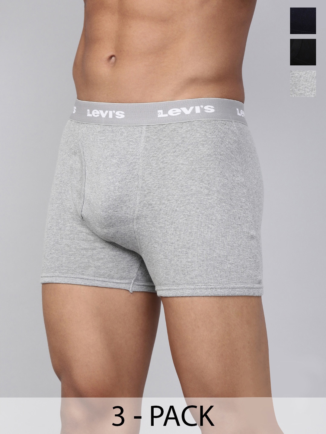 

Levis Pack Of 3 Cotton Short Trunks, Grey melange